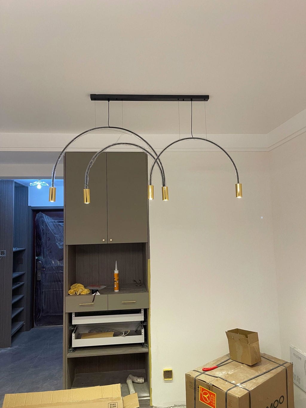 Customer photo review of Arch Pendant Light, Adjustable Spot Heads, Black or Gold