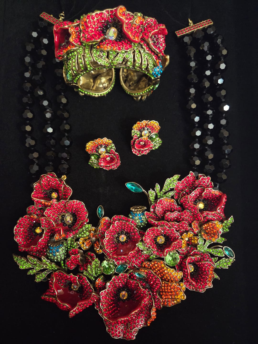 Customer photo review of HEIDI DAUS® "Empress of the Bloom"  Crystal Poppy Button Earring