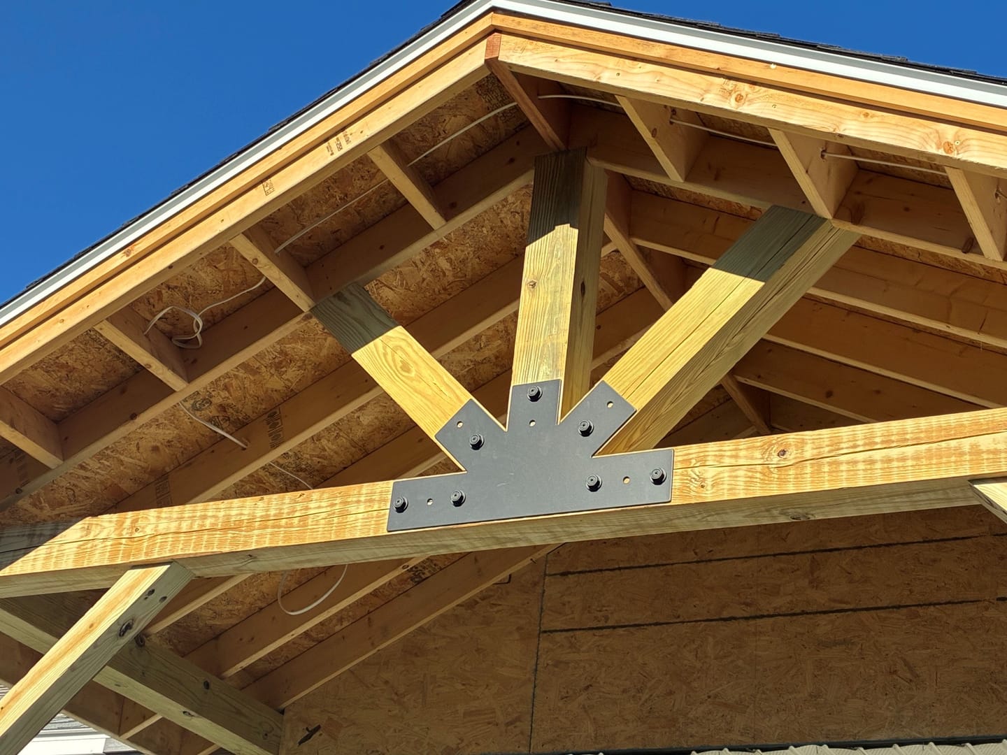 Customer photo review of Fan Brackets for 6 inch beams - 5 inch Wide centered joint - Square - Centered style holes