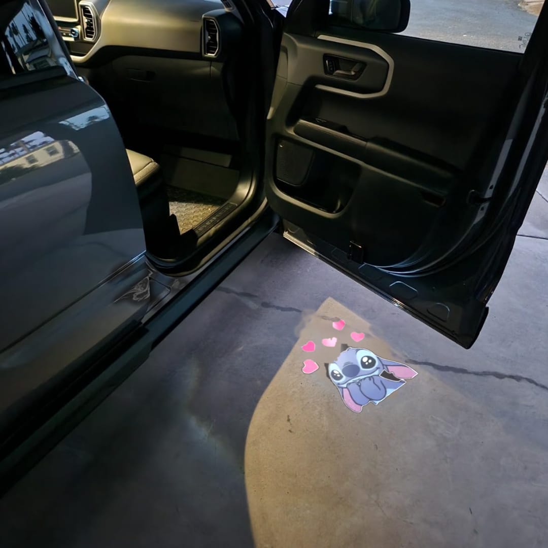 Customer photo review of Stitch Welcome Light Car Door