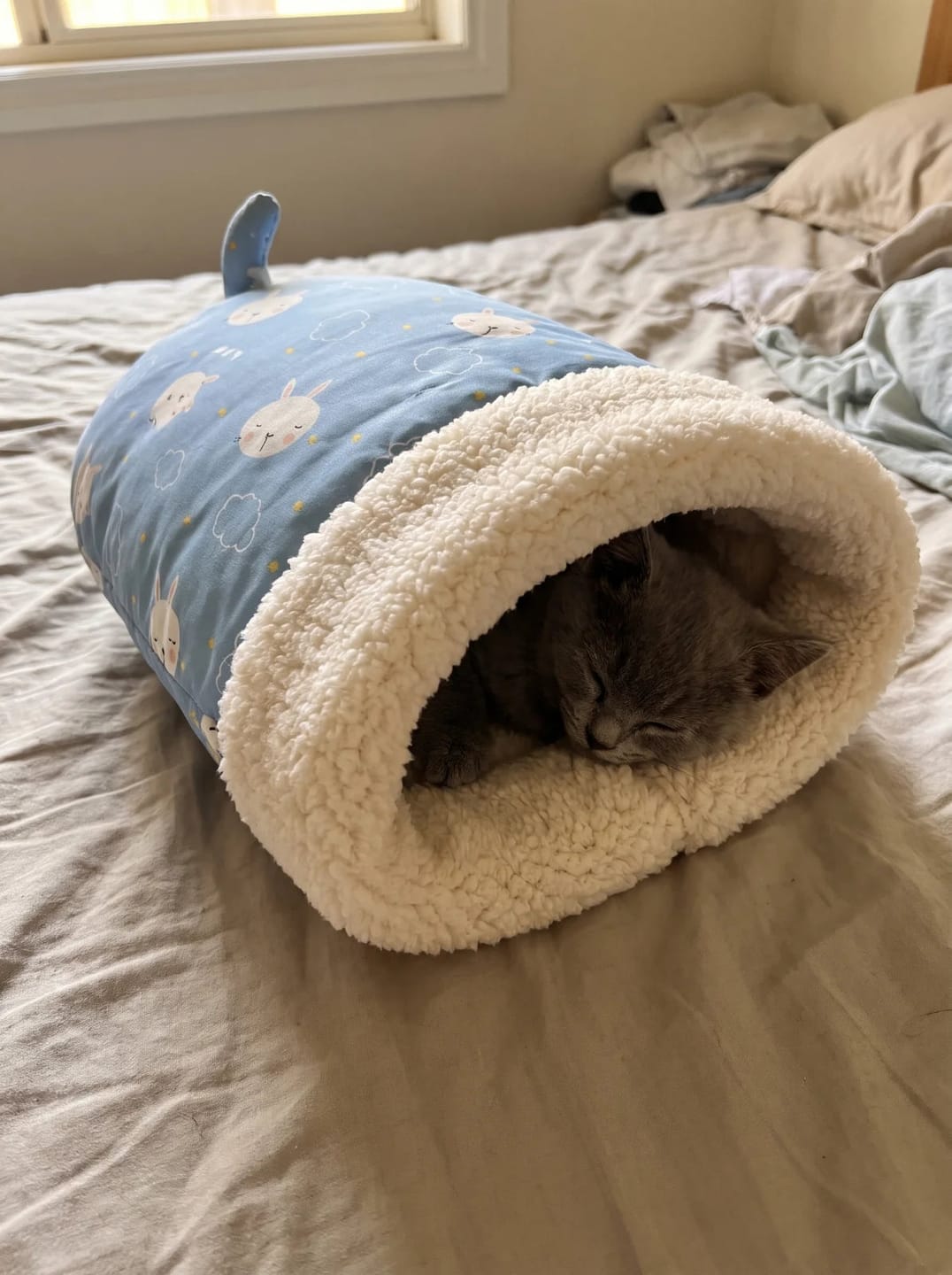 Customer photo review of CozyNido™ · El saco calentito para gatos