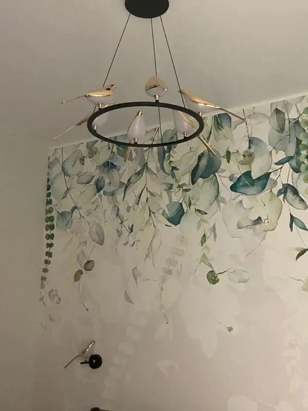 Customer photo review of Black Chandelier, Ring Frame with 6 Gold Birds, LED, 65 cm