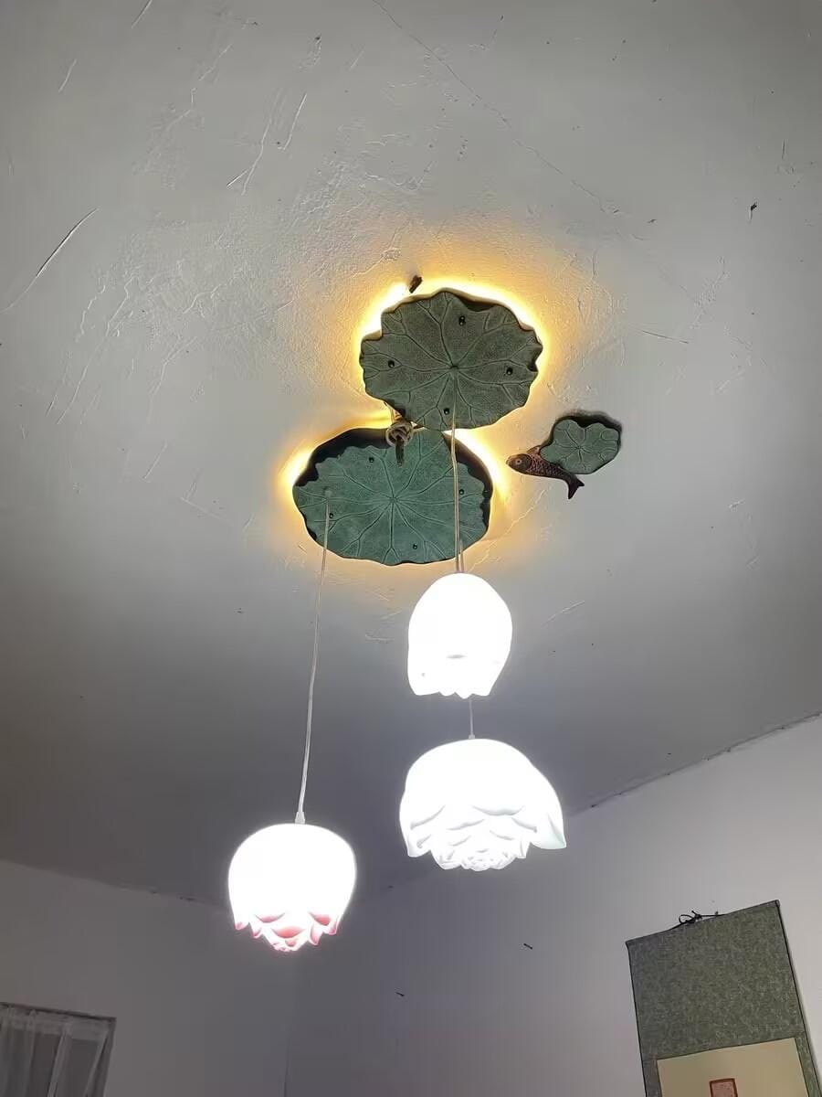 Customer photo review of Pink and White Petal Pendant Light, Chandelier, Integrated LED