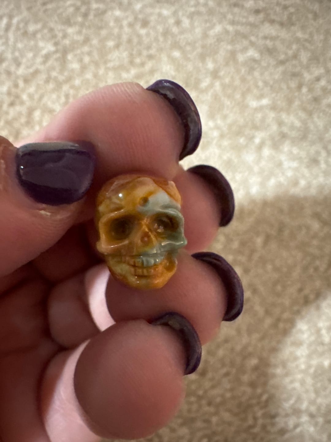 Customer photo review of Natural Crystal Carving Alashan Agate Skull