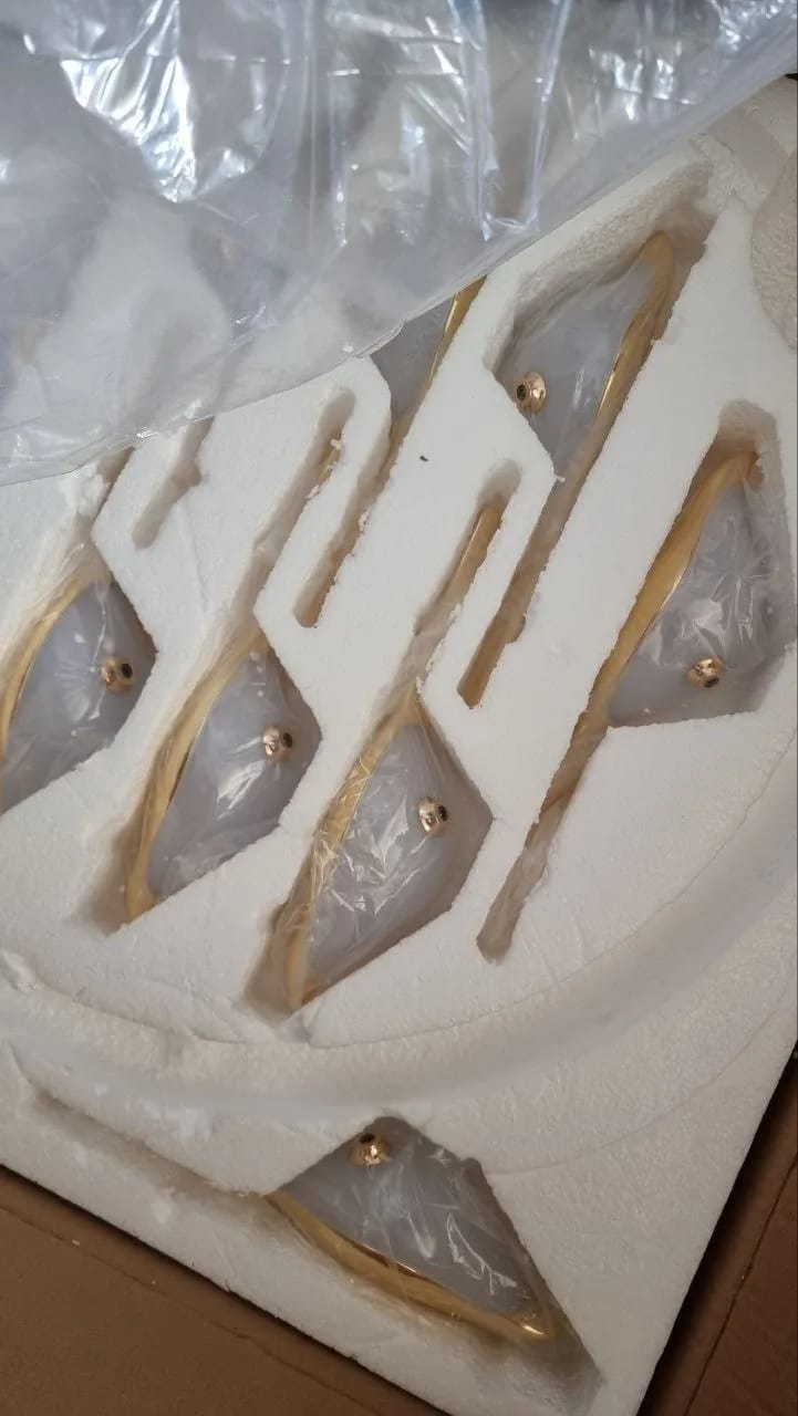 Customer photo review of Black Chandelier, Ring Frame with 6 Gold Birds, LED, 65 cm