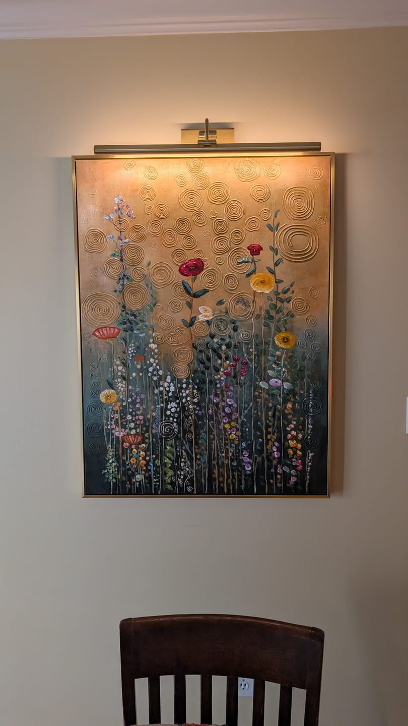 Customer photo review of "Golden Flower Cluster" – Art Nouveau Klimt-Style Floral Gold Foil Painting