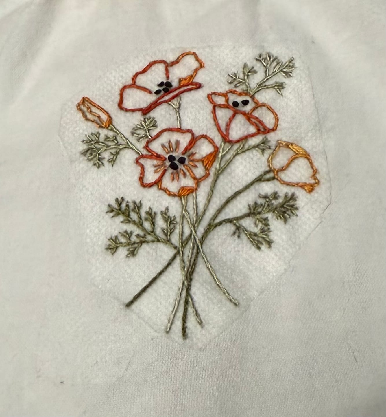 Customer photo review of CALIFORNIA POPPY HAND EMBROIDERY PATTERN - DIGITAL DOWNLOAD