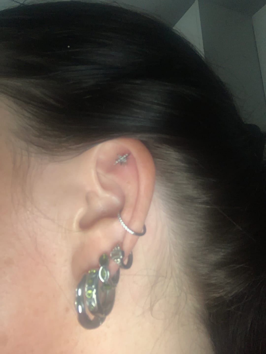 Customer photo review of Zellige Hoops Olive Silver