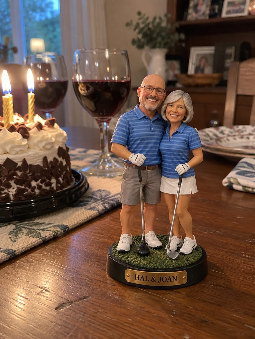 Customer photo review of Custom Golf Couple Figurine from Photo
