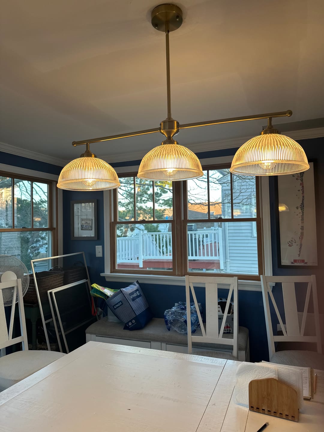 Customer photo review of 3-Light Linear Dome Ribbed Glass Kitchen Island Pendant