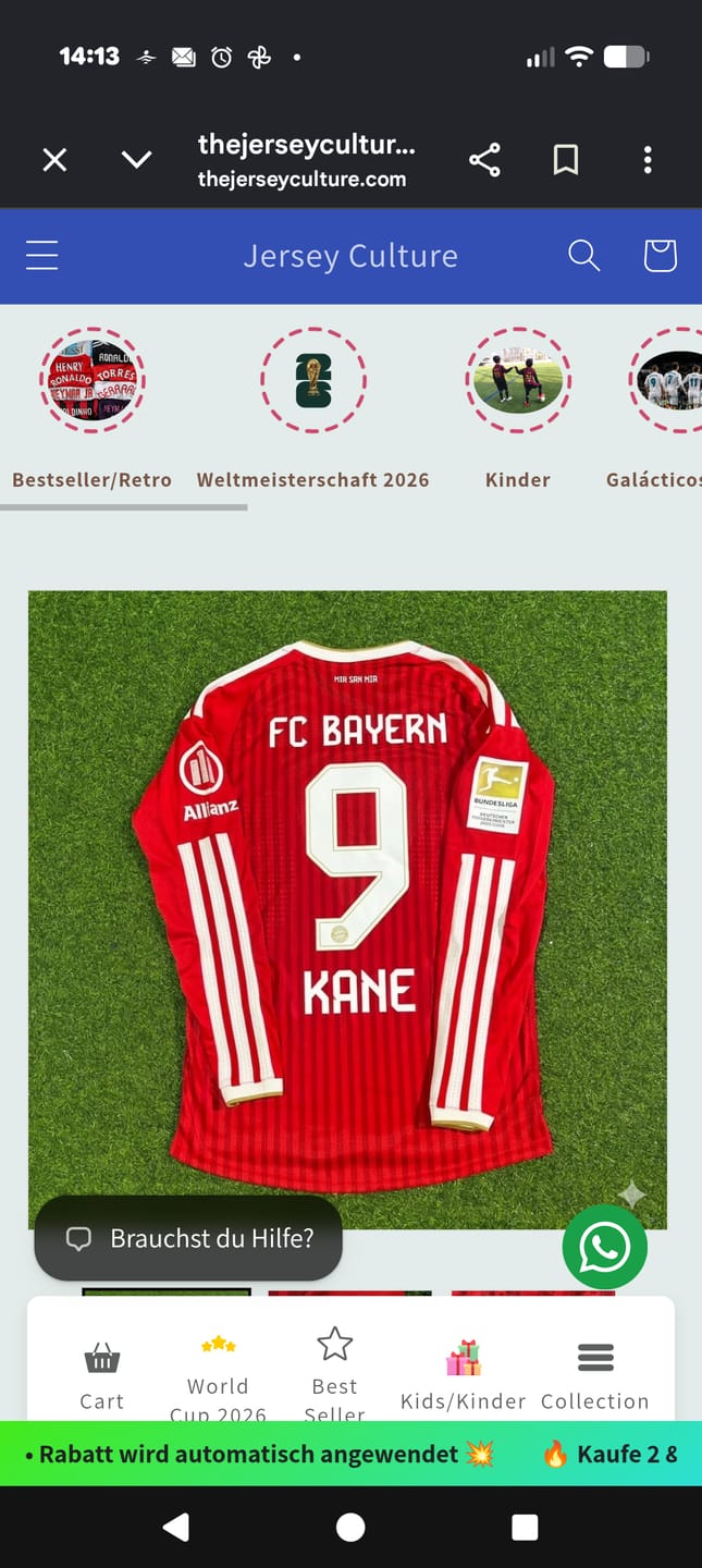 Customer photo review of Harry Kane #9 Bayern Munich 2027 Championship Long Sleeve Football Jersey