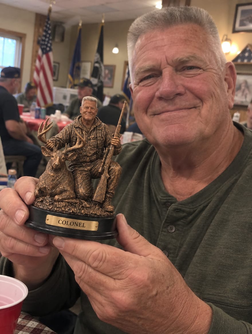 Customer photo review of Custom Bronze-Style Hunter Statue from Photo