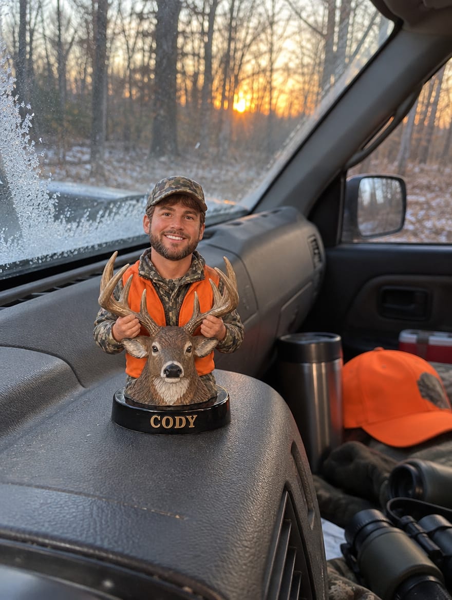 Customer photo review of Custom Deer Hunter Figurine & Gifts from Photo