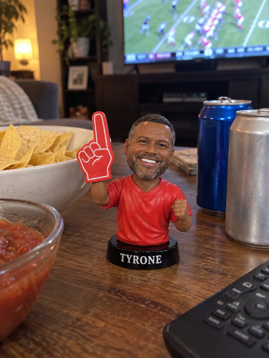 Customer photo review of Custom Football Fan Figurine & Gifts from Photo