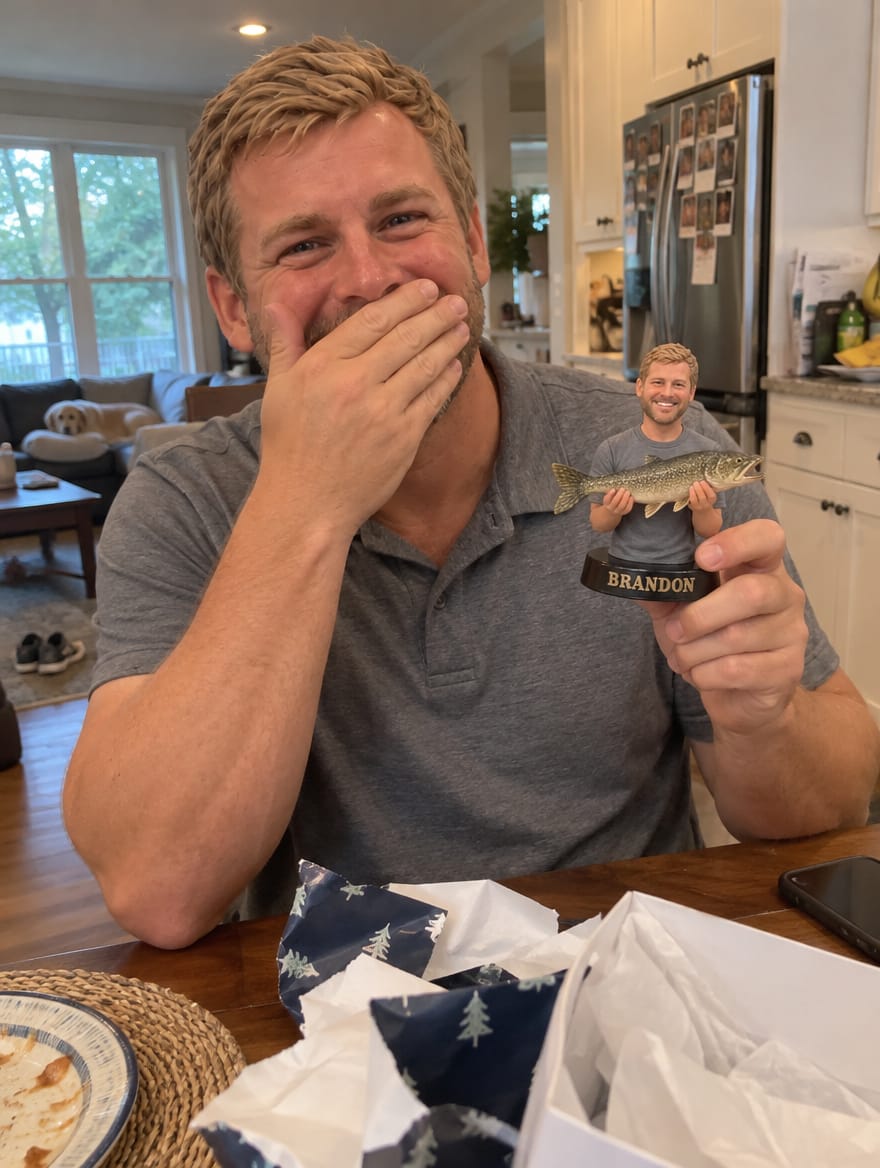 Customer photo review of Big Catch Custom Face Photo Figurine & Gifts