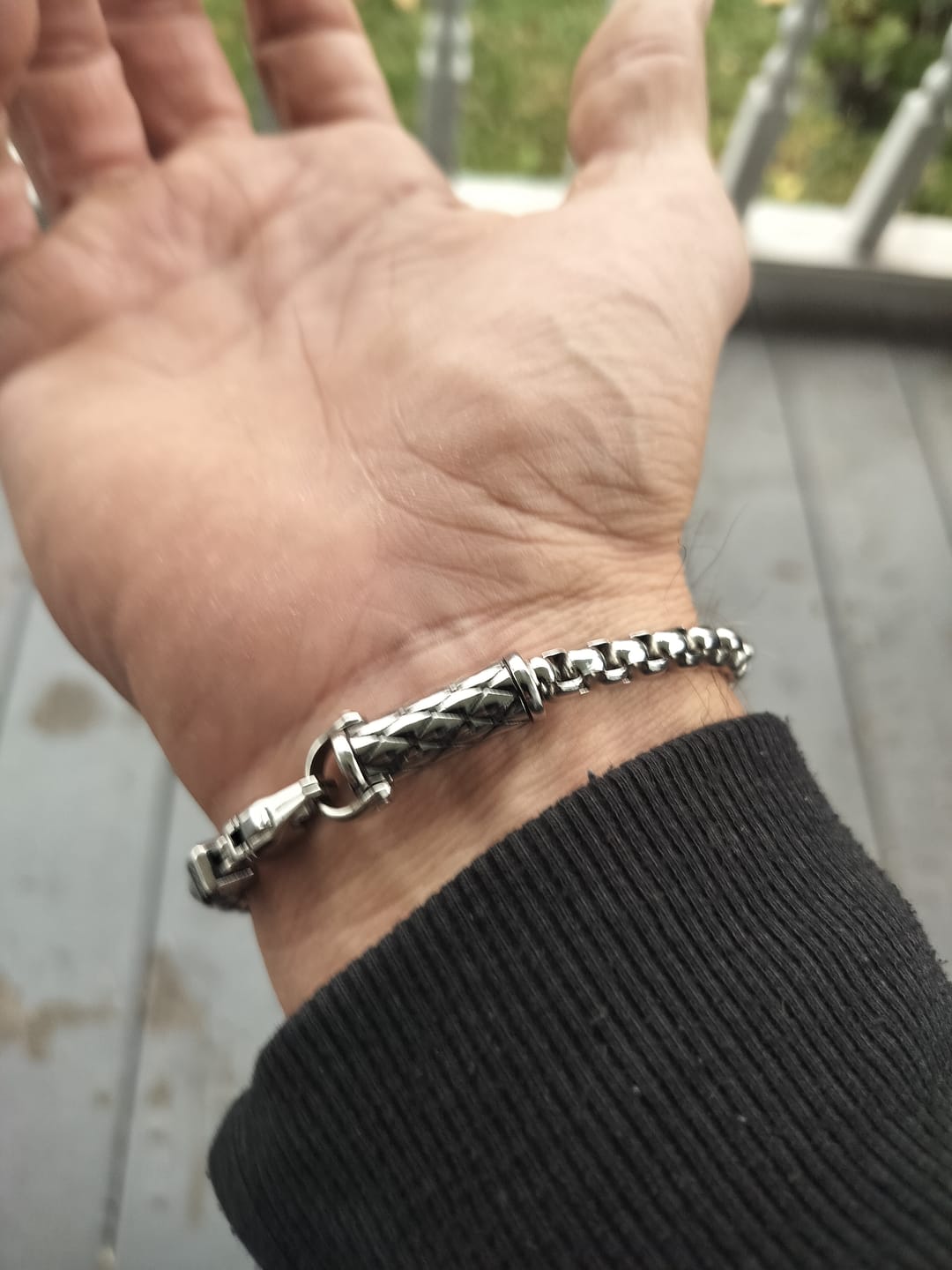 Customer photo review of Rugged Cylinder Urn Bracelet