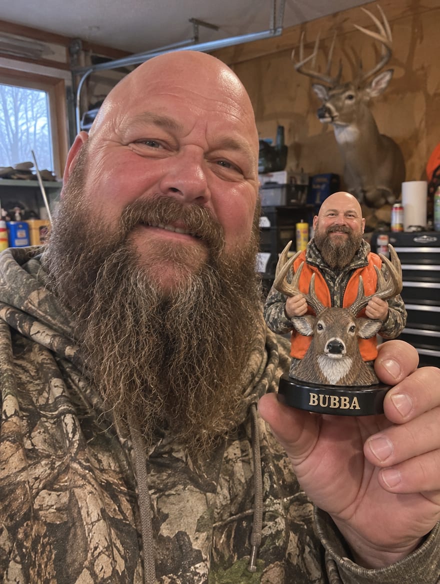 Customer photo review of Custom Deer Hunter Figurine & Gifts from Photo