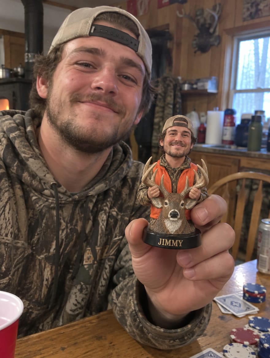 Customer photo review of Custom Deer Hunter Figurine & Gifts from Photo