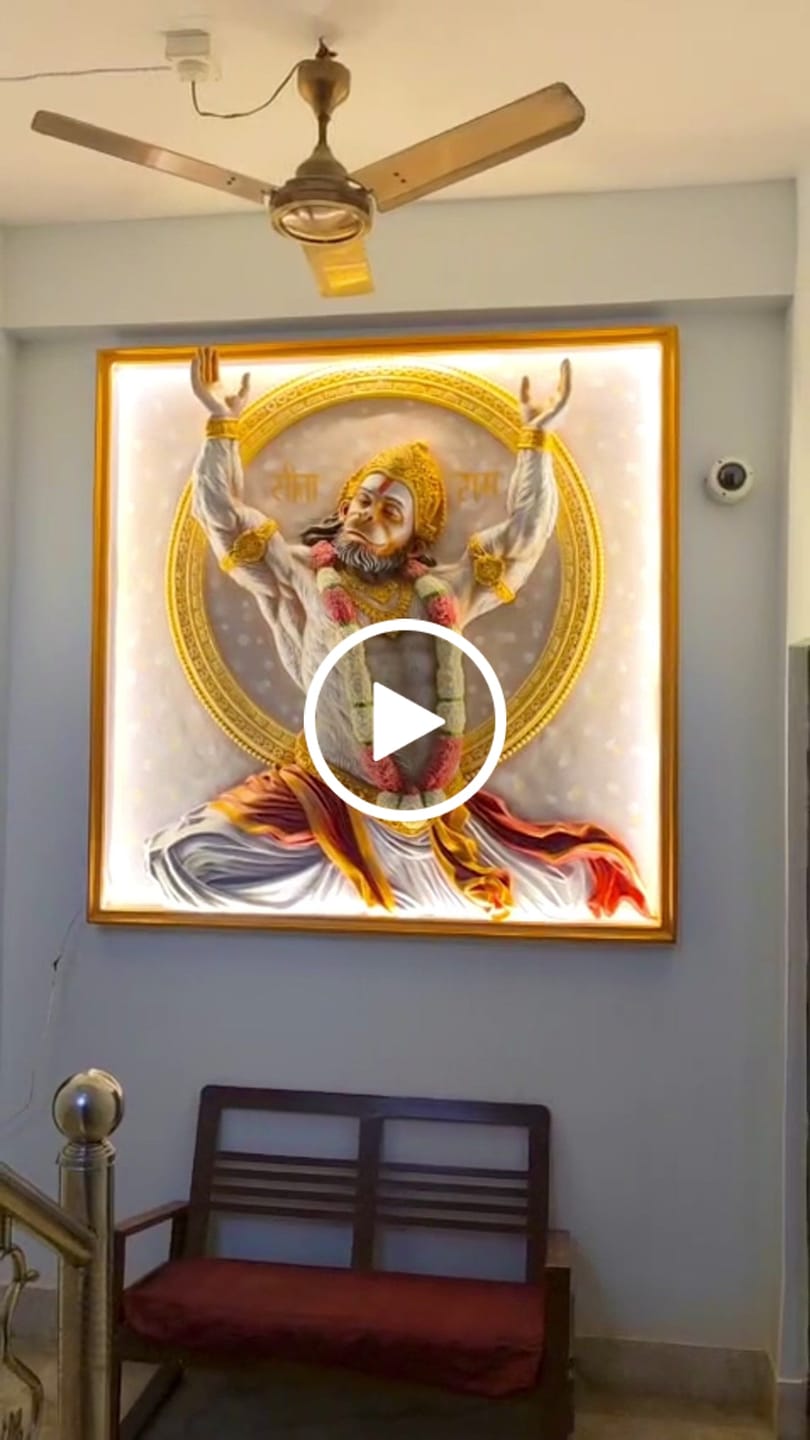 Customer video review of Hanuman Ji Ram Bhakti Wall Mural – 5.5 × 5.5 Ft
