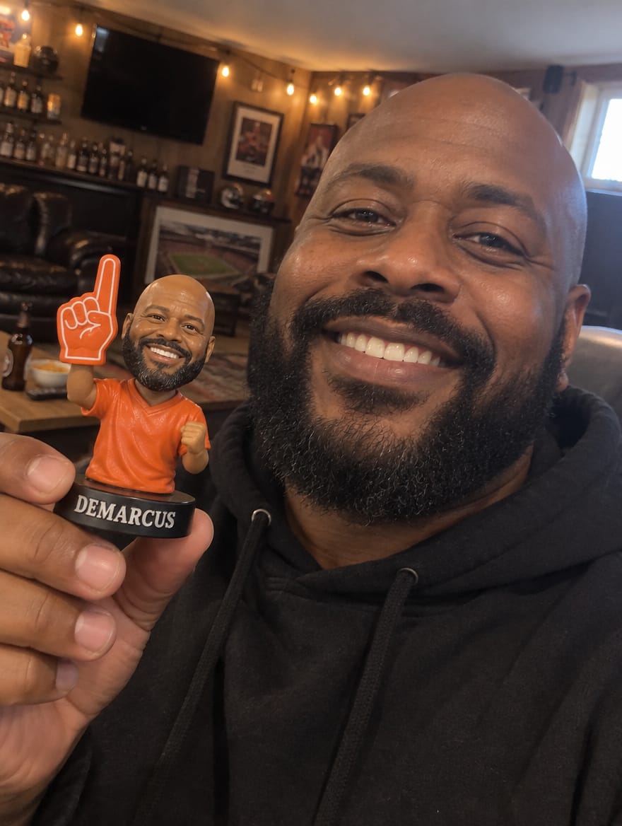 Customer photo review of Custom Football Fan Figurine & Gifts from Photo