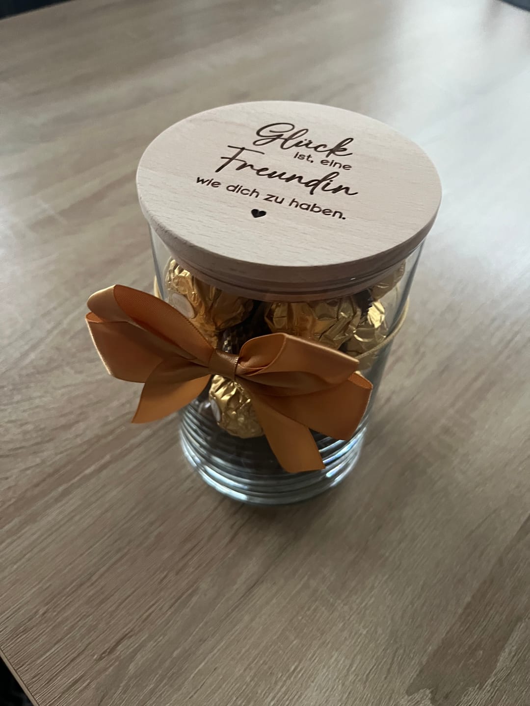 Customer photo review of Geschenk-Glas "Glück ist, eine Freundin wie dich zu haben"