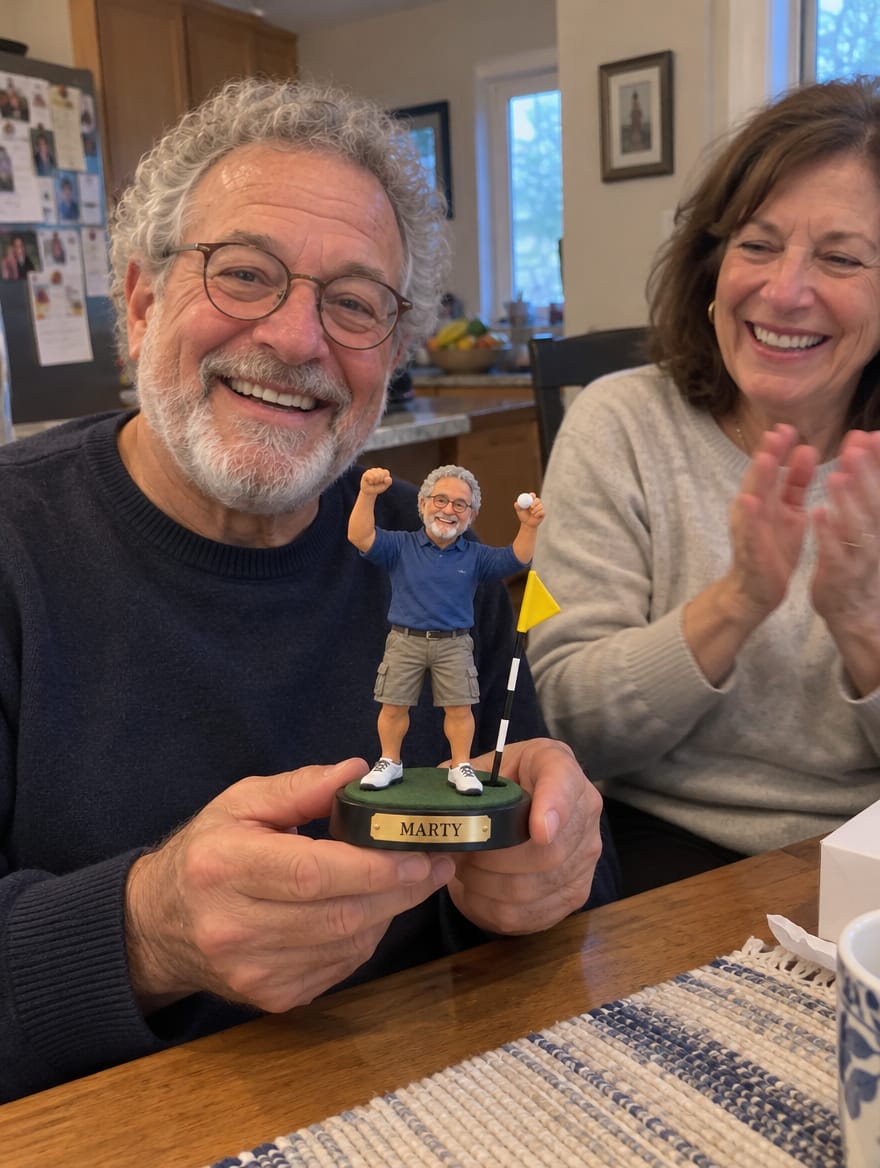 Customer photo review of Custom Hole-in-One Trophy Figurine from Photo
