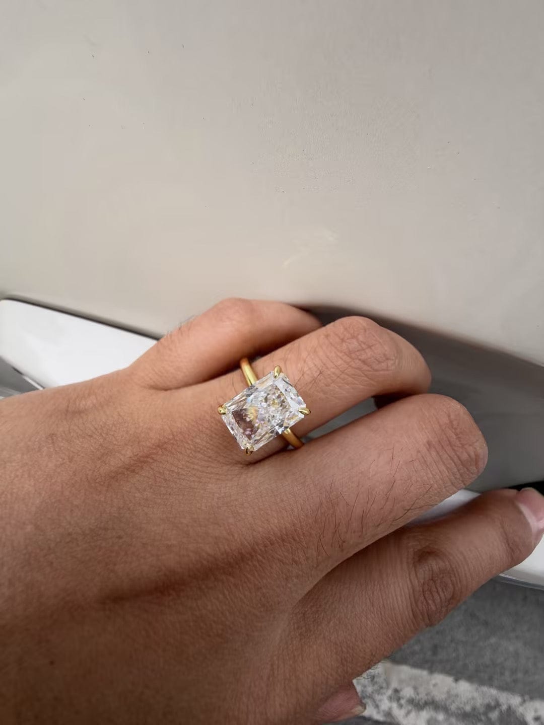 Customer photo review of Solitaire Classic 4.5Ct Radiant Cut Engagement Ring