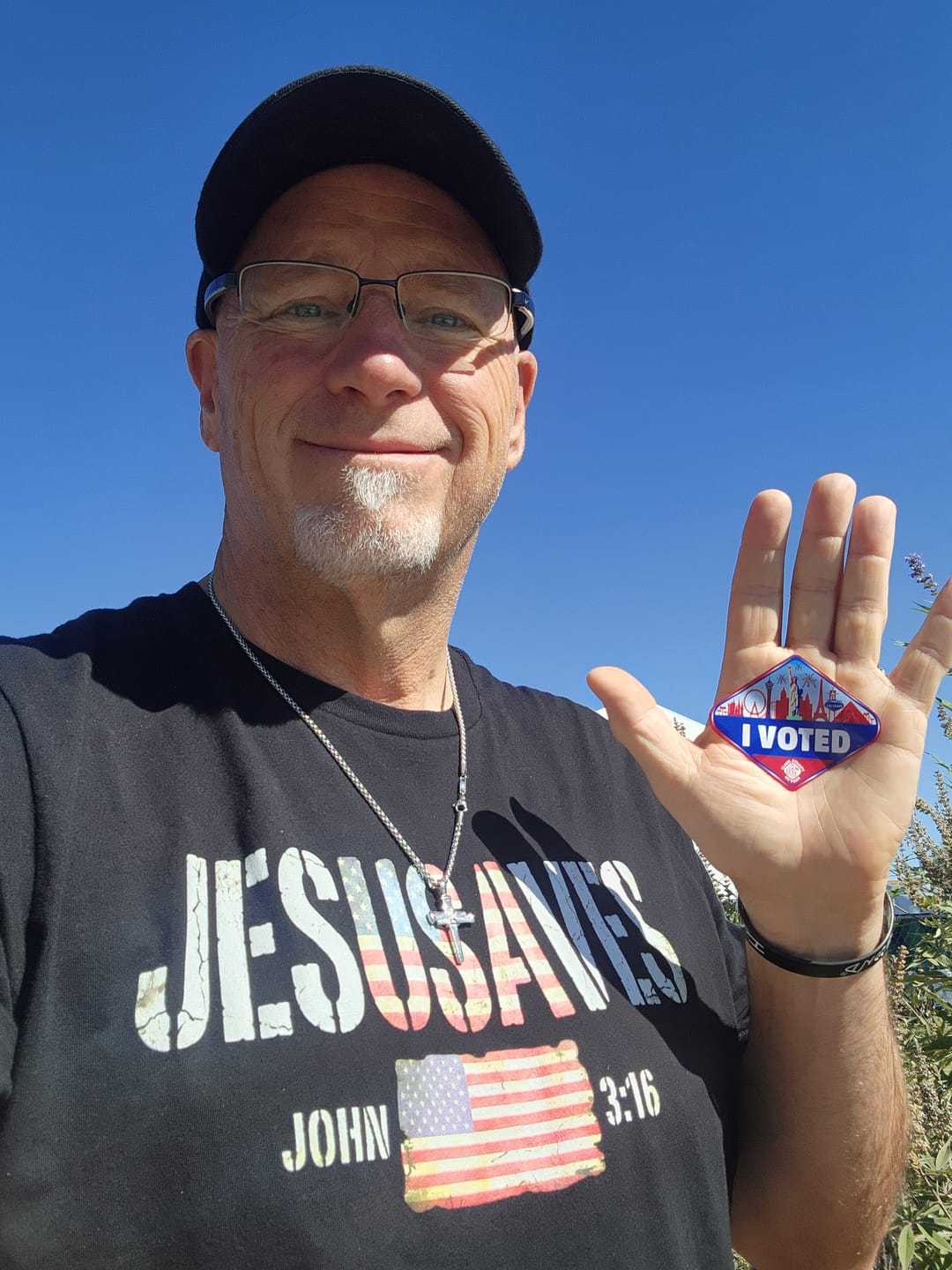 Customer photo review of Jesus Saves Patriotic T-Shirt