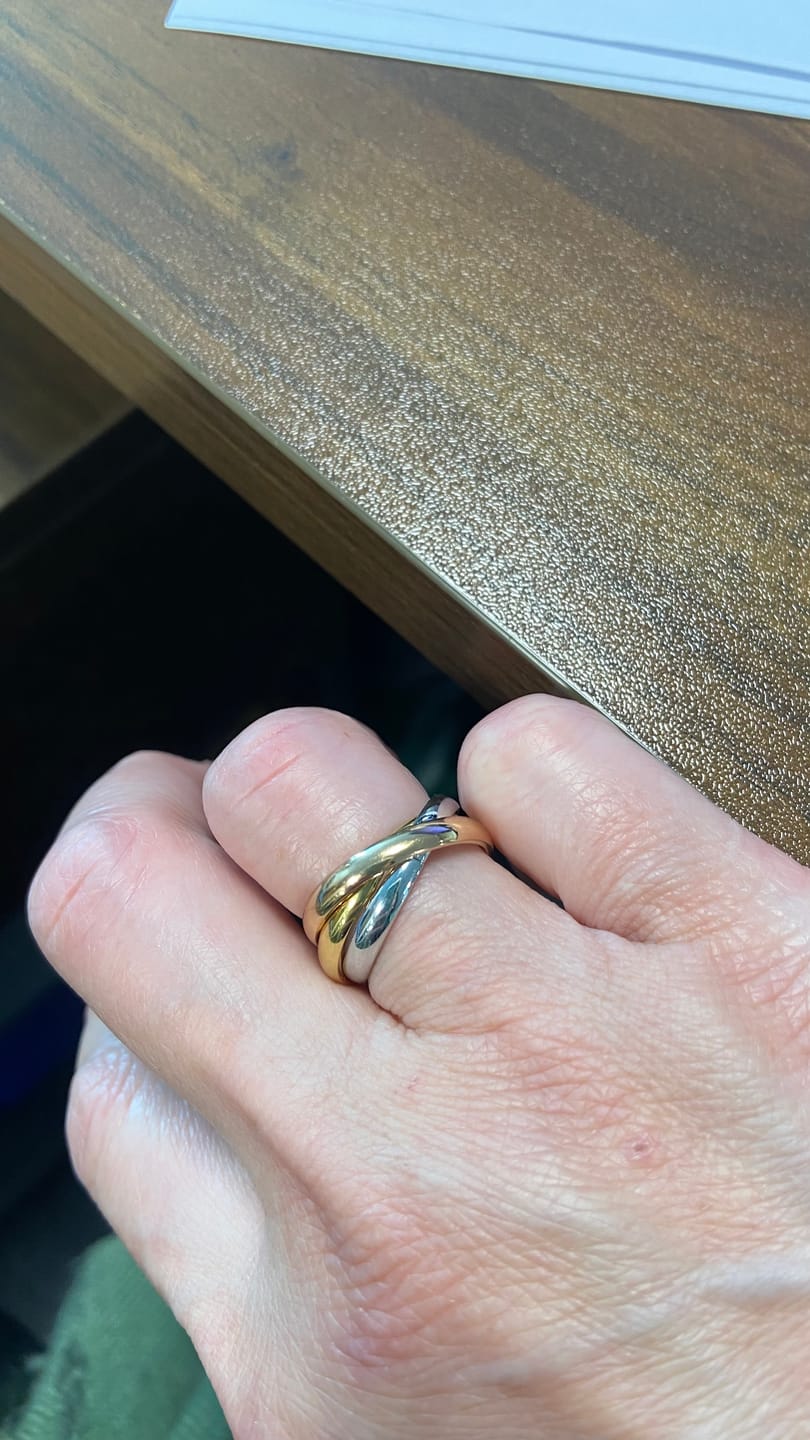 Customer photo review of Elena Three-Toned Loop Ring