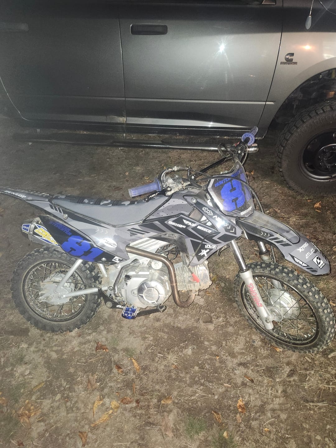 Customer photo review of Custom Seat Cover: 2013 Honda CRF110F
