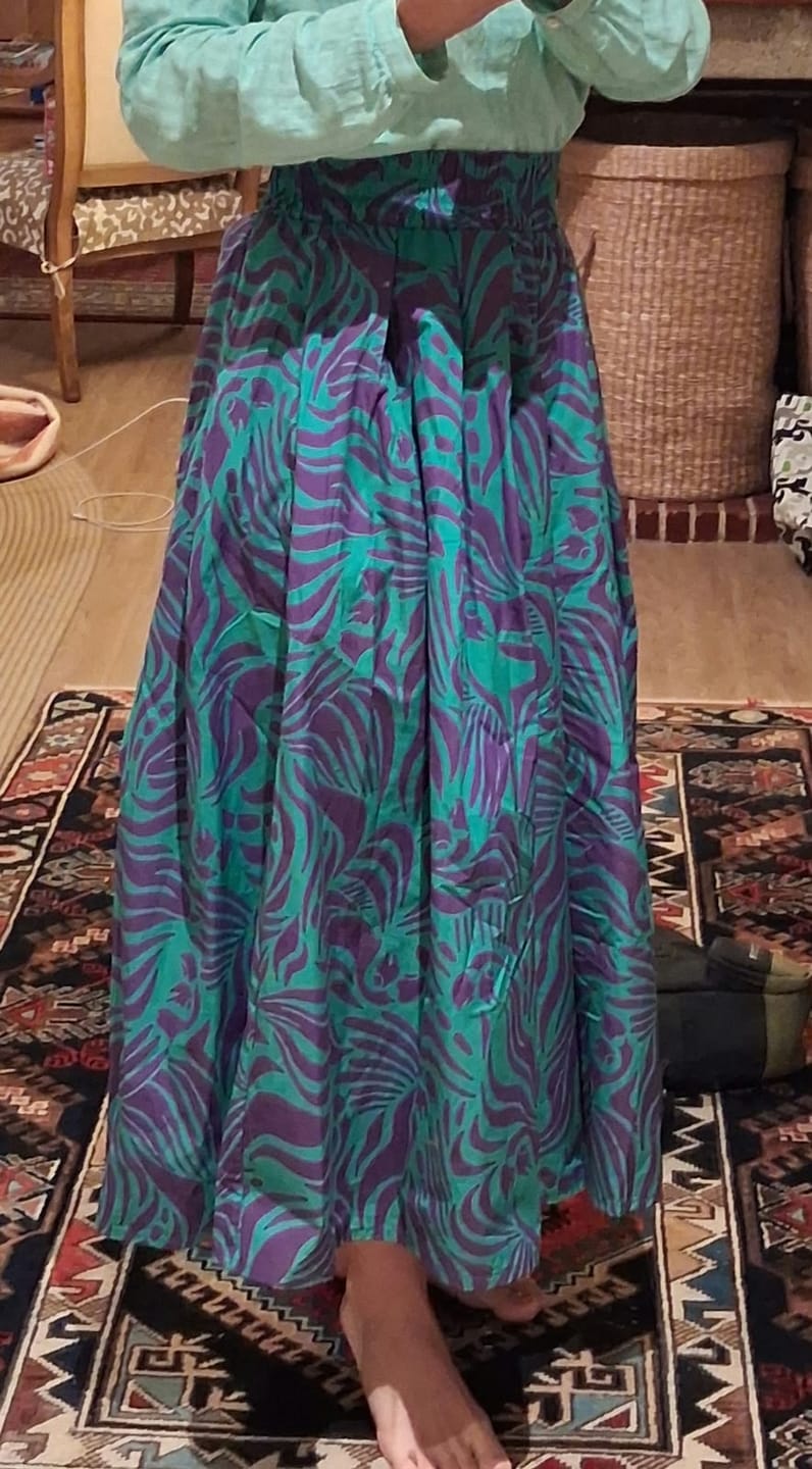 Customer photo review of Pantalon Paco -  popeline de coton Ara vert/lilas