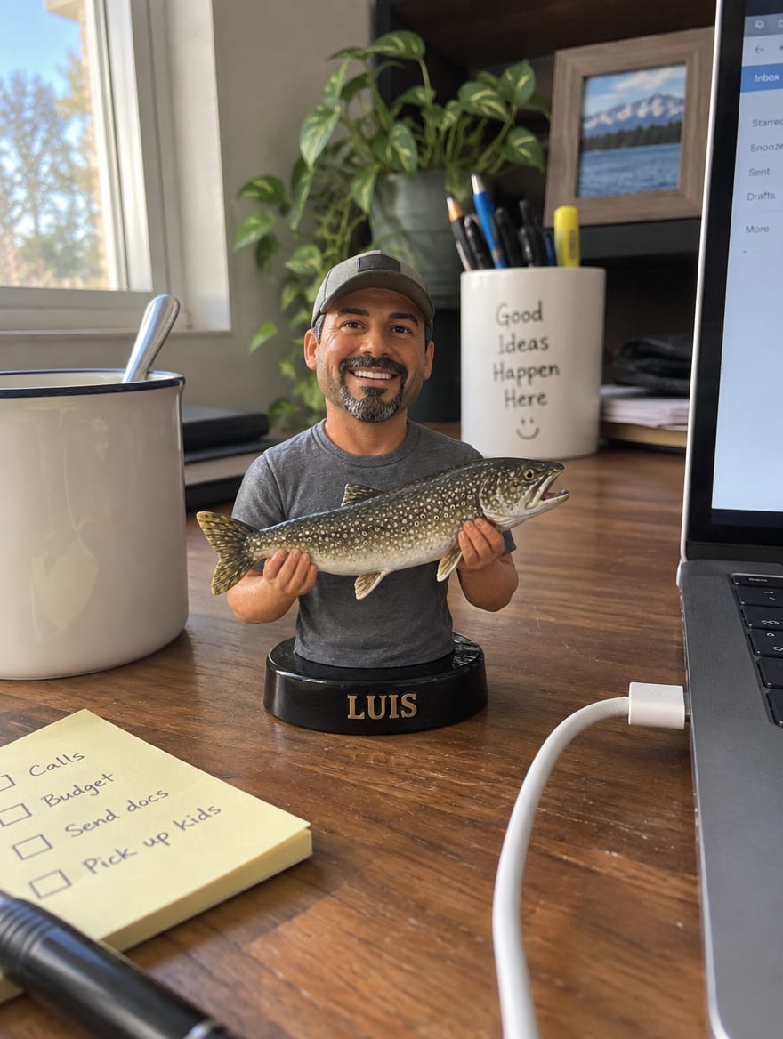 Customer photo review of Big Catch Custom Face Photo Figurine & Gifts