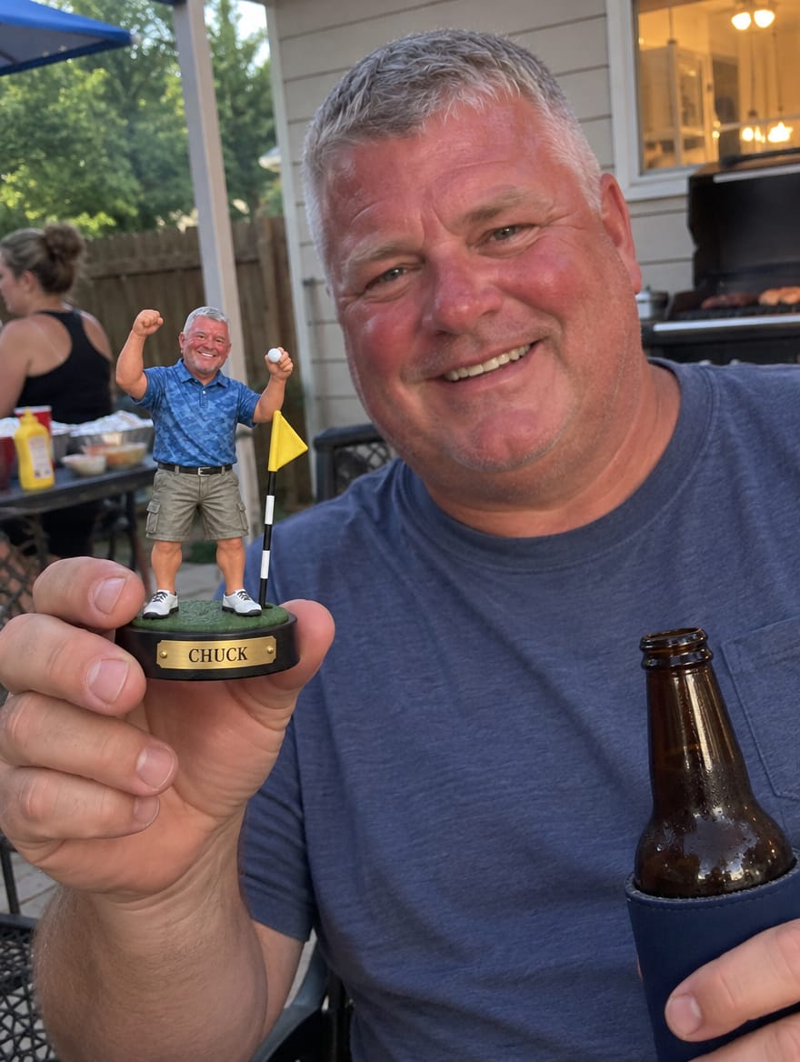 Customer photo review of Custom Hole-in-One Trophy Figurine from Photo