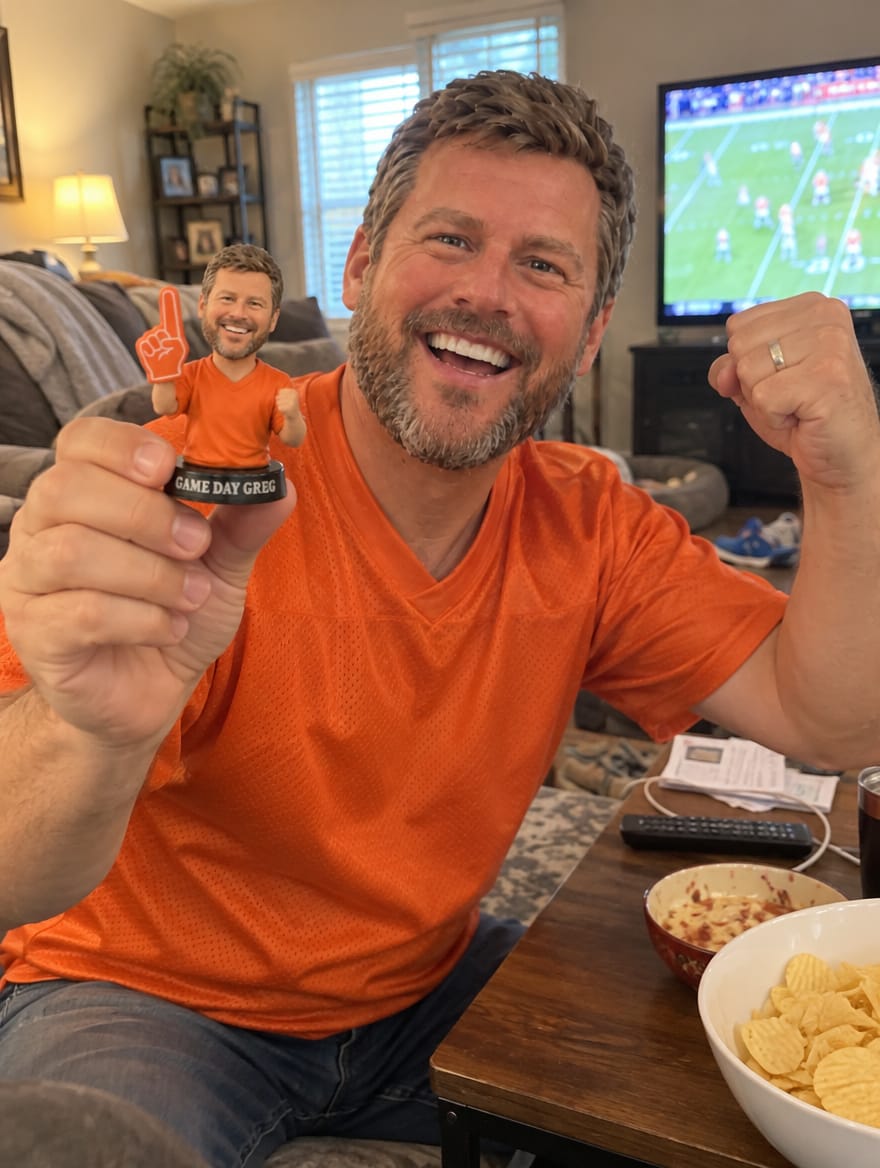 Customer photo review of Custom Football Fan Figurine & Gifts from Photo