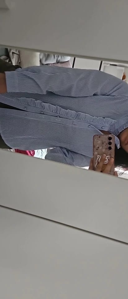 Customer photo review of Ruffle-Placket Textured Blouse