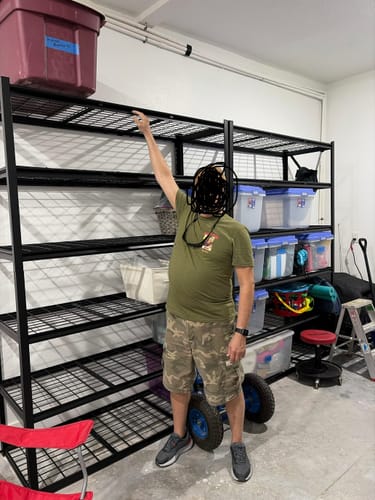 Customer photo review of REIBII 60″W Heavy Duty Metal Shelving Unit, Adjustable Shelves for Storage, Rust-Proof Shelving for Garage, Industrial, Warehouse, Basement & Workshop