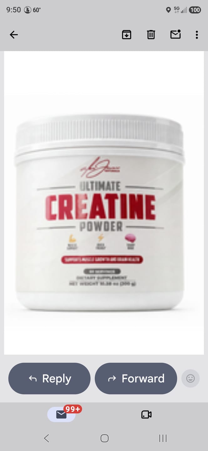 Customer photo review of Ultimate Creatine Powder by Alex Jones (300 Grams) (60 Servings)