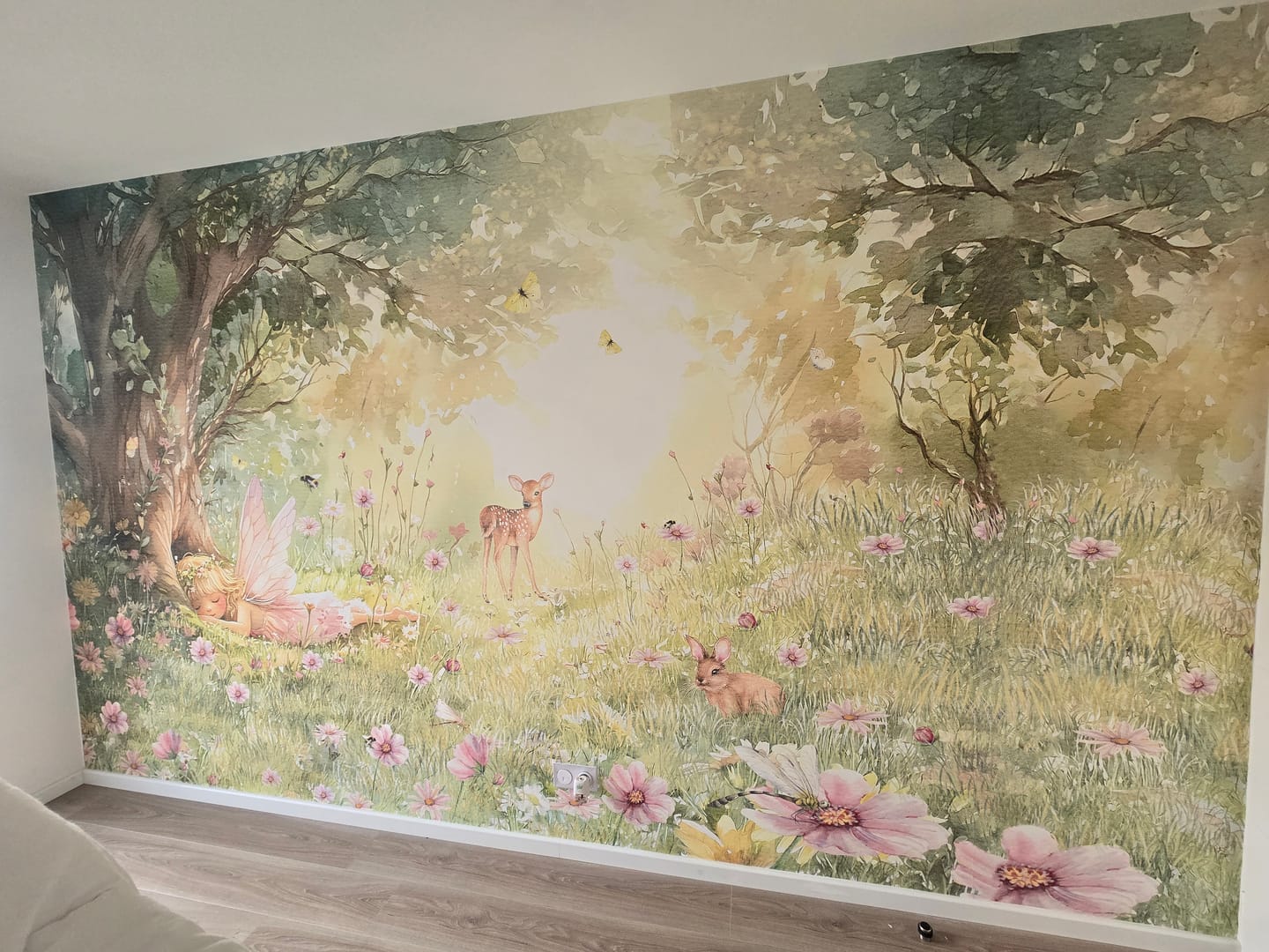 Customer photo review of Haisley - Sleepy Fairy Watercolour Forest Wallpaper Mural