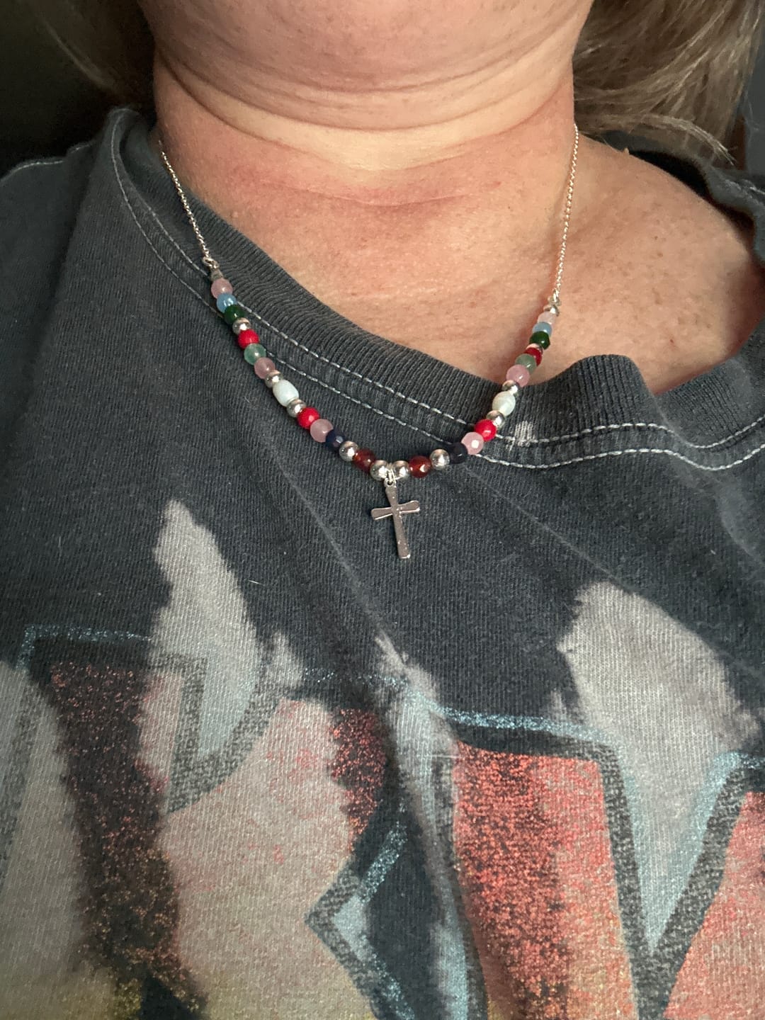 Customer photo review of FREE Today: Colorful Beaded Necklace with Simple Cross Pendant: A Symbol of Vibrant Sacred Grace & Steadfast Faith