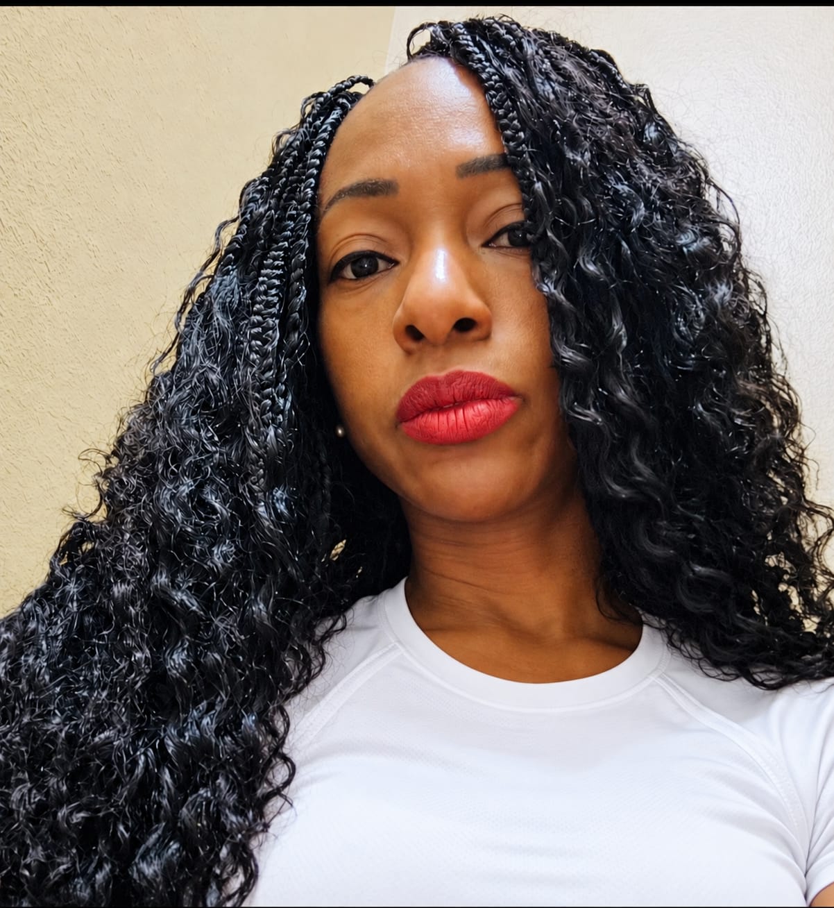 Customer photo review of Crochet Boho Box Braids with Human Hair Curls