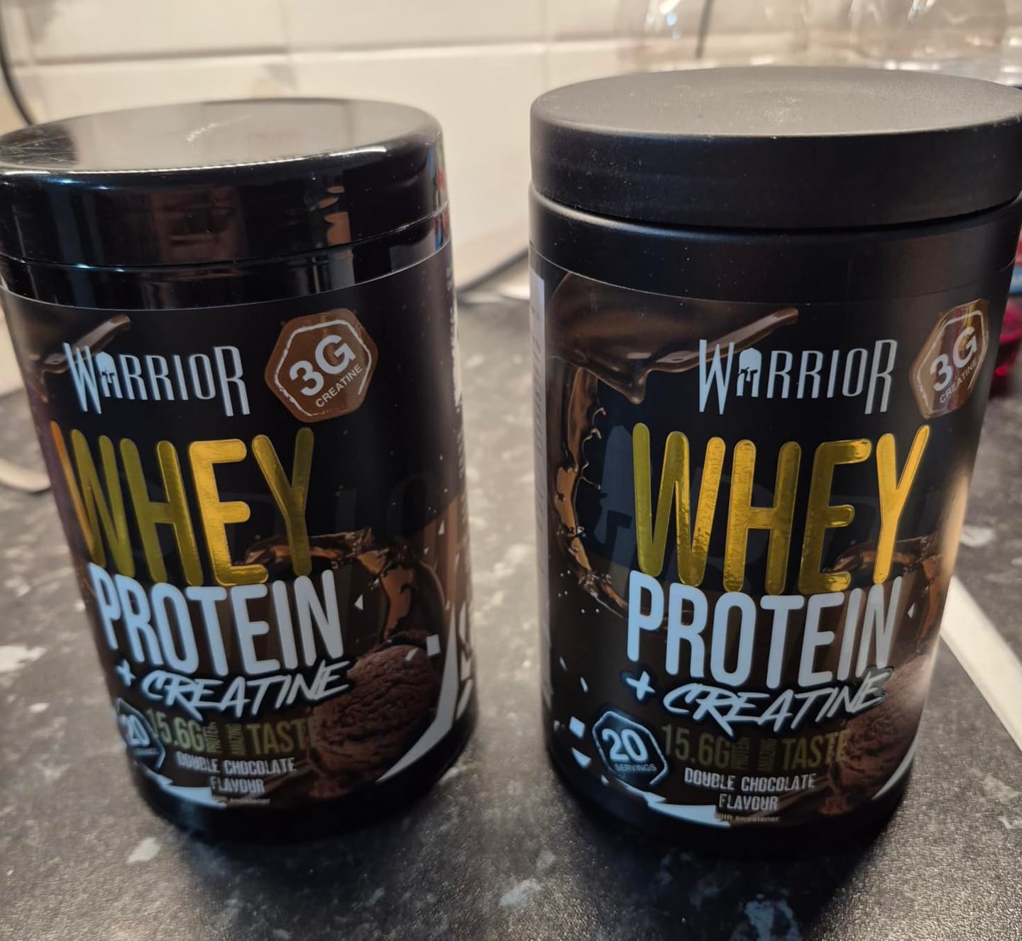 Customer photo review of Warrior Whey Protein Plus Creatine | 500g Tubs | 20 Servings