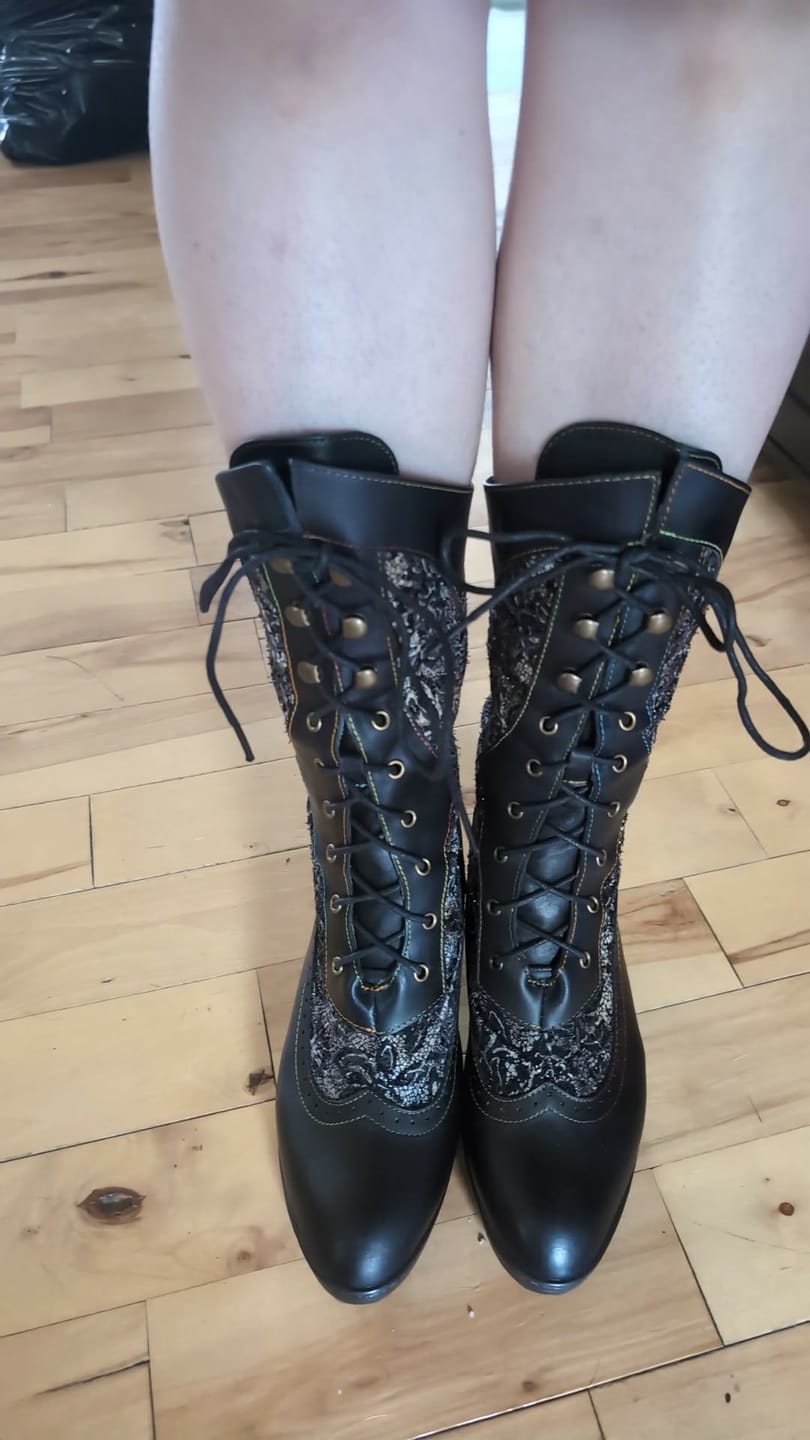 Customer photo review of Victorian Elegance Mid-Calf Boots