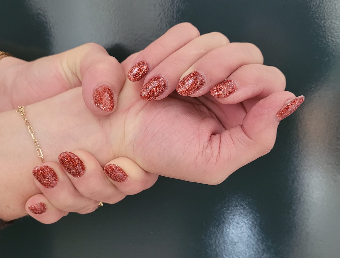 Customer photo review of Copper Sparkle Dipping Powder