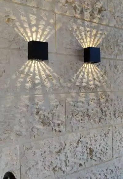 Customer photo review of Outdoor Cube Wall Light with Up and Down Light Effect