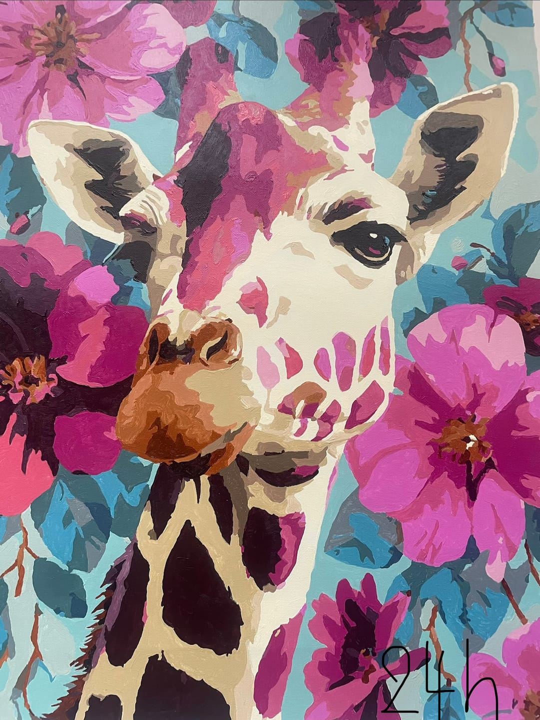 Customer photo review of Purple Giraffe | Paint by Number