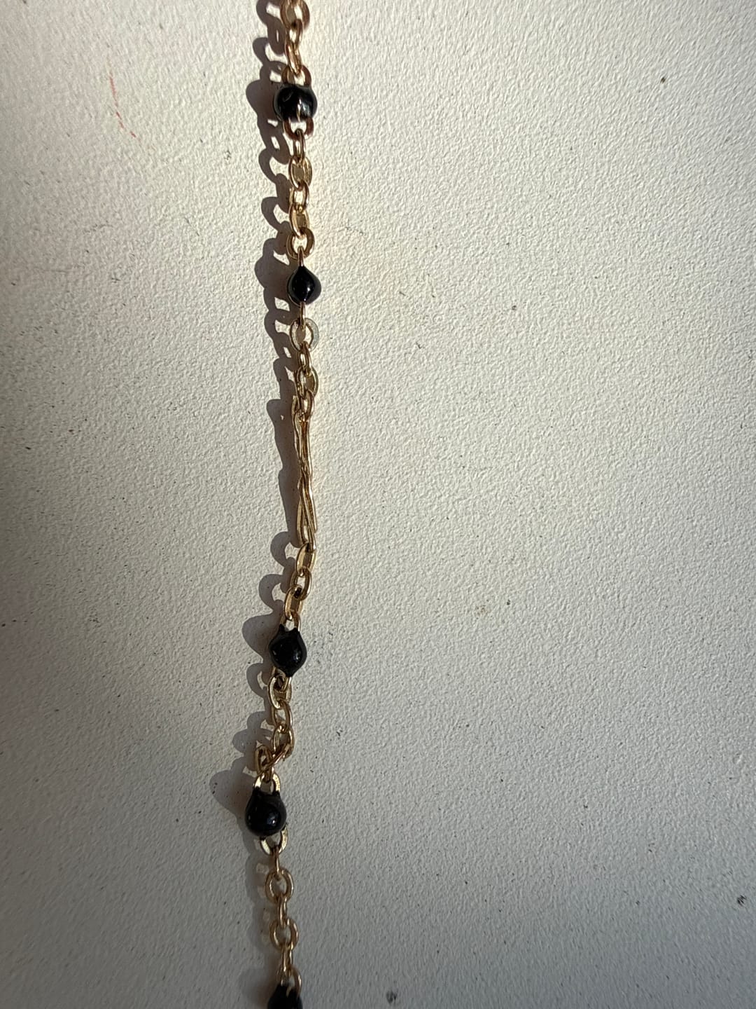 Customer photo review of Gold & Onyx Bead Anklet