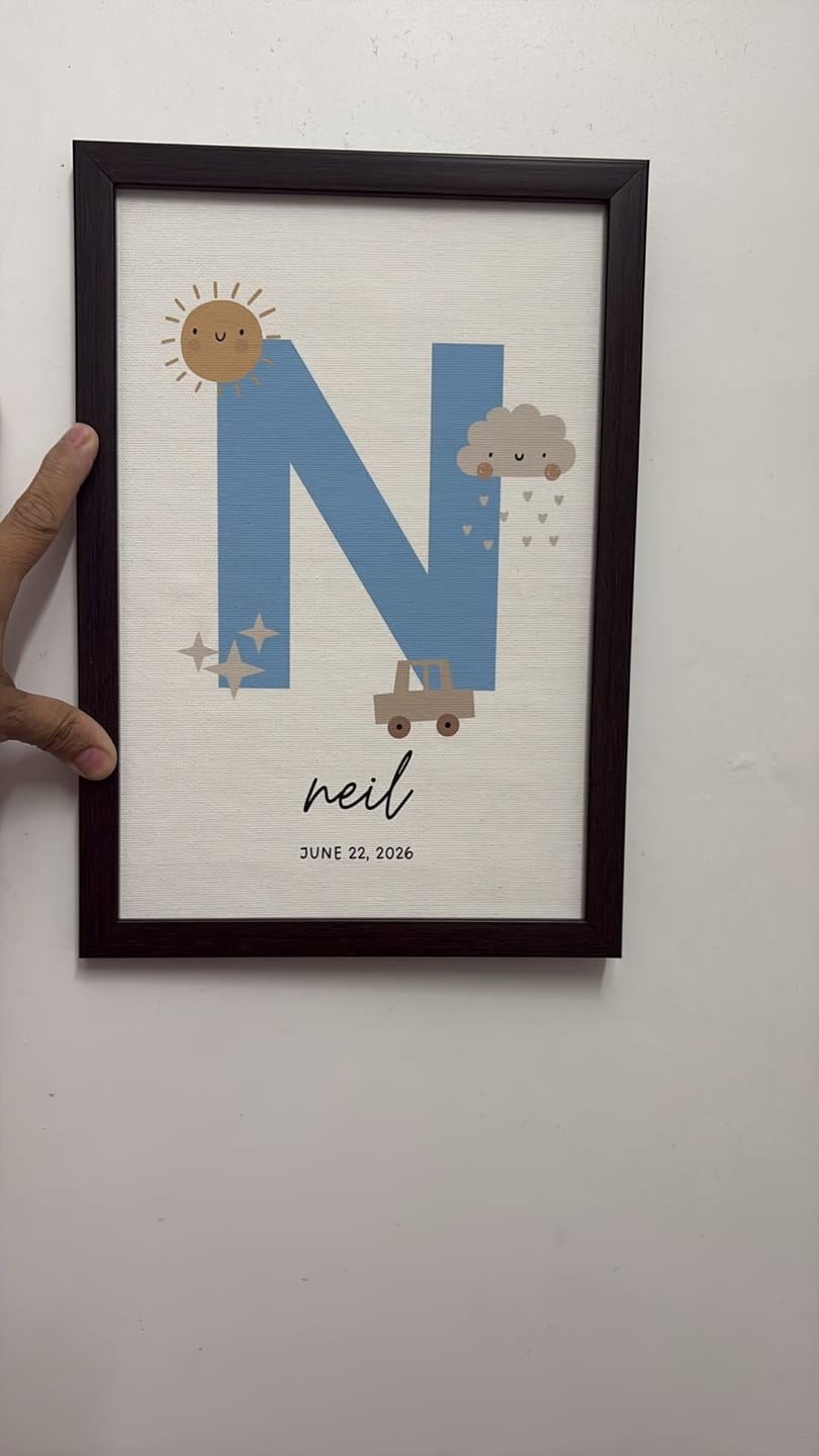 Customer photo review of Personalised Initial Name Poster - Blue Sunshine