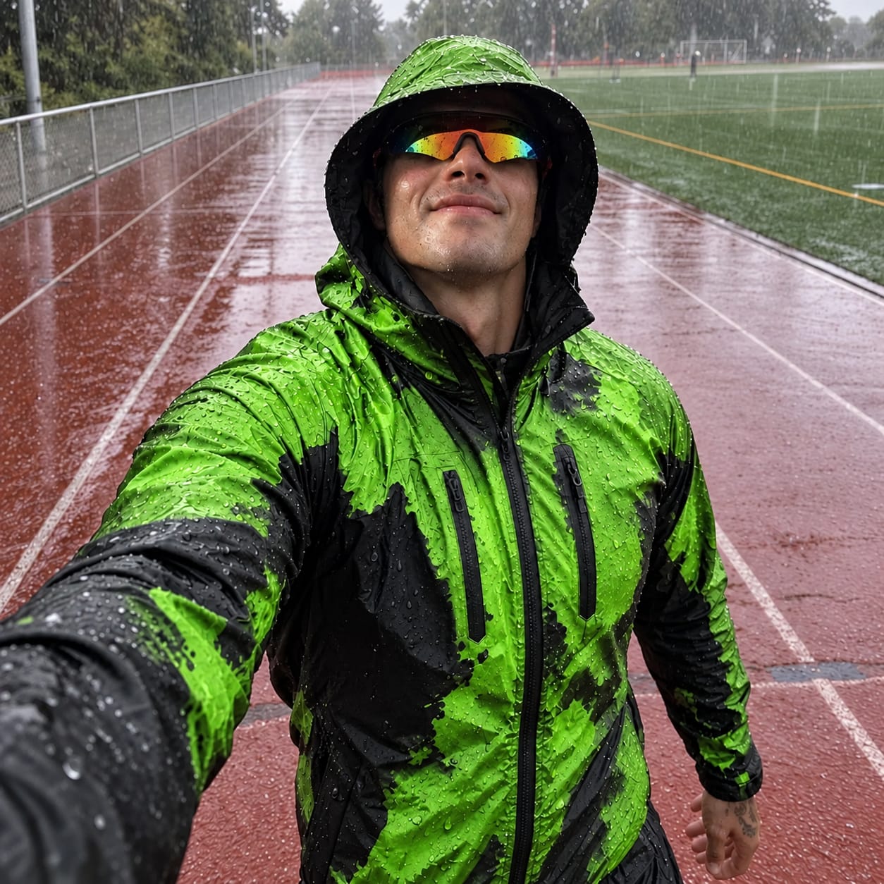 Customer photo review of Unisex Regenjacke, die im Regen die Farbe wechselt
