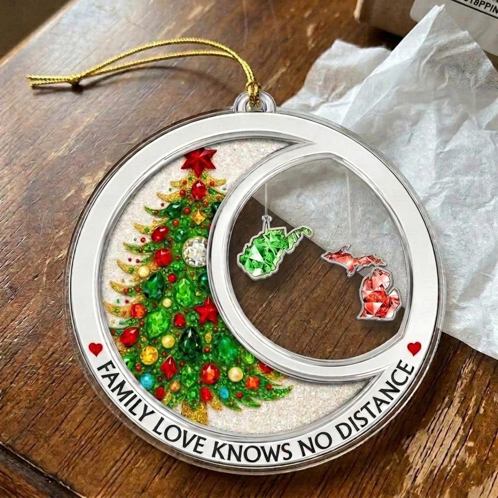 Customer photo review of Family Loves Know, No Distance 2 - Personalized Custom Shaped Acrylic Ornament