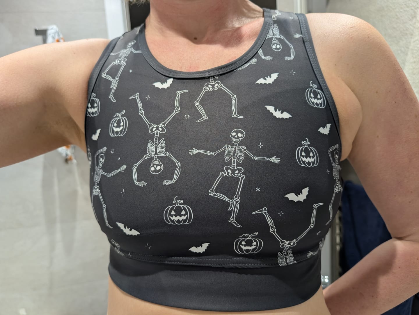 Customer photo review of Dancing Skeletons Sports Bra